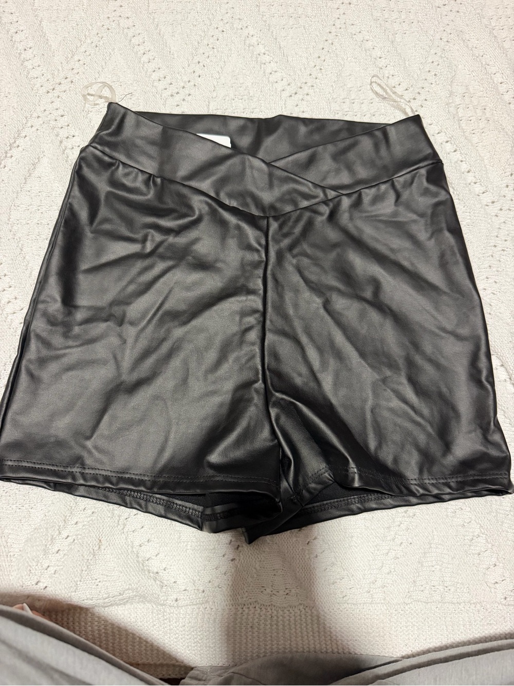 Windsor Black High-Waist Faux Leather V-Waist Shorts